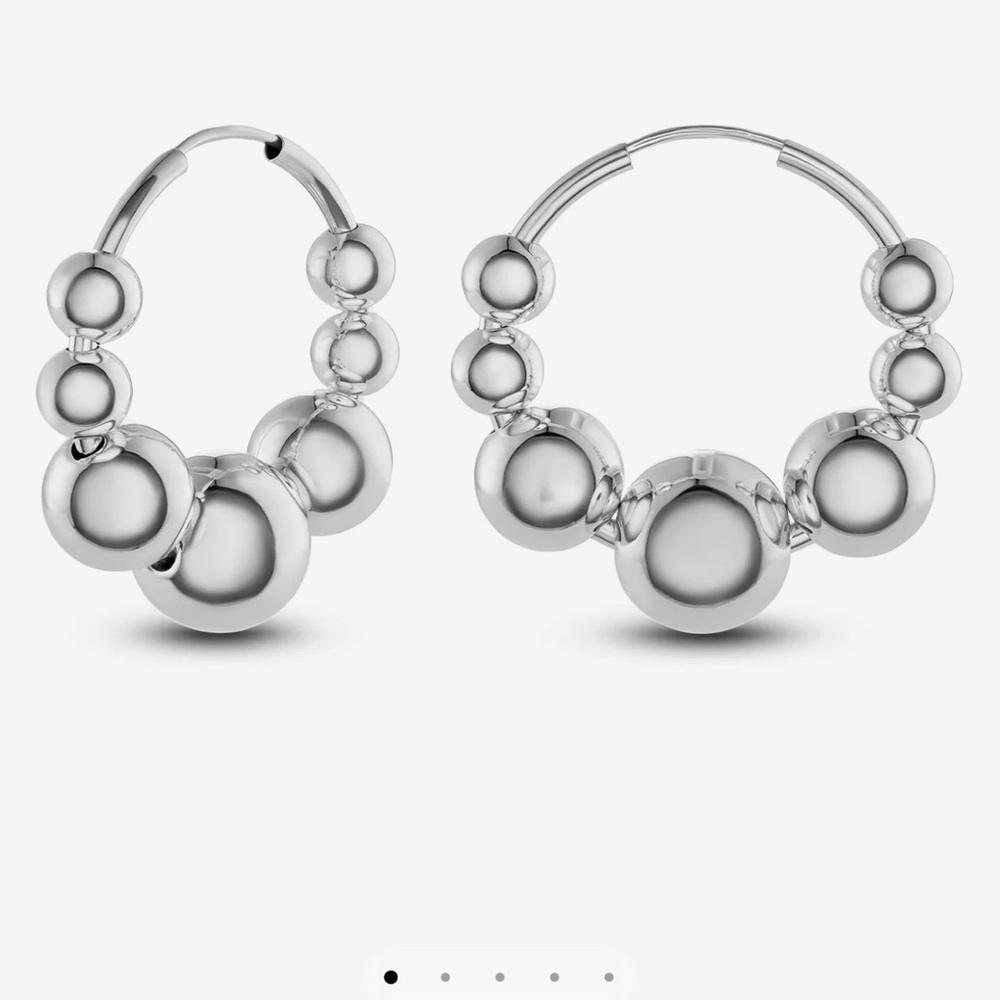 Lightweight Silver Bubble Hoops (Pair) - image 5